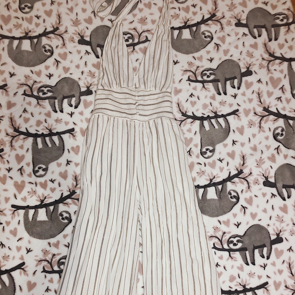 Stripped jump suit
